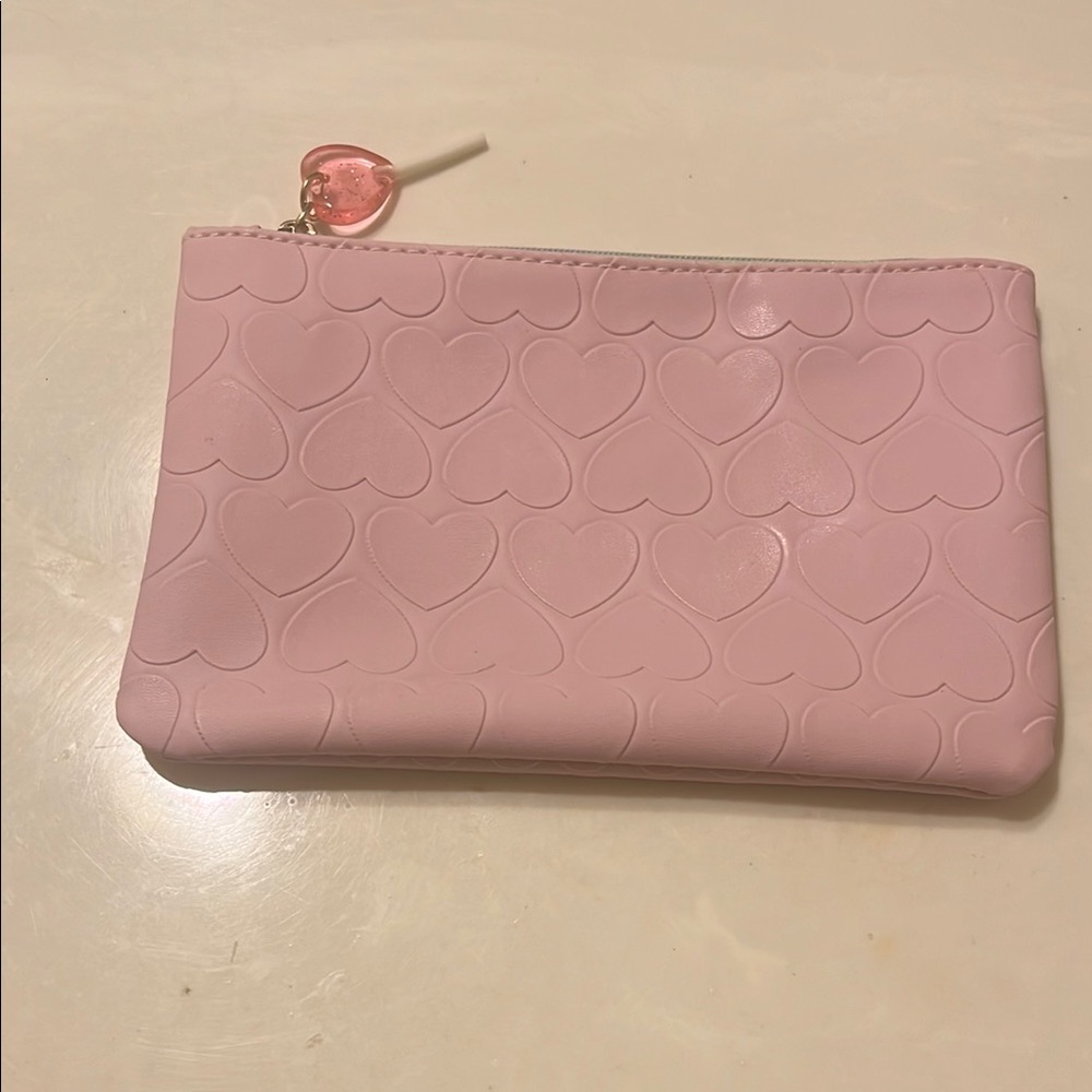 Pink Heart Embossed Clutch